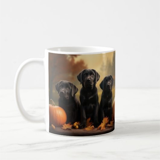 Labrador Puppy Herfst Delight Pompoen Koffiemok (Links)