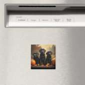 Labrador Puppy Herfst Delight Pompoen Magneet (Insitu (Vaatwasser))