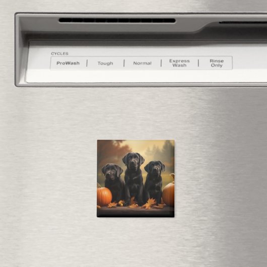 Labrador Puppy Herfst Delight Pompoen Magneet (Insitu (Vaatwasser))