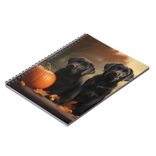 Labrador Puppy Herfst Delight Pompoen Notitieboek (Linkerzijde)