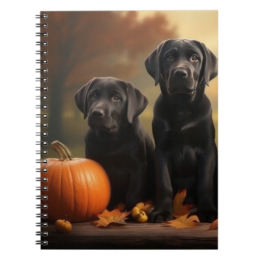 Labrador Puppy Herfst Delight Pompoen Notitieboek (Voorkant)