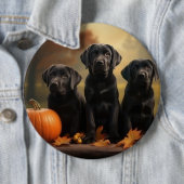 Labrador Puppy Herfst Delight Pompoen Ronde Button 6,0 Cm (In situ)