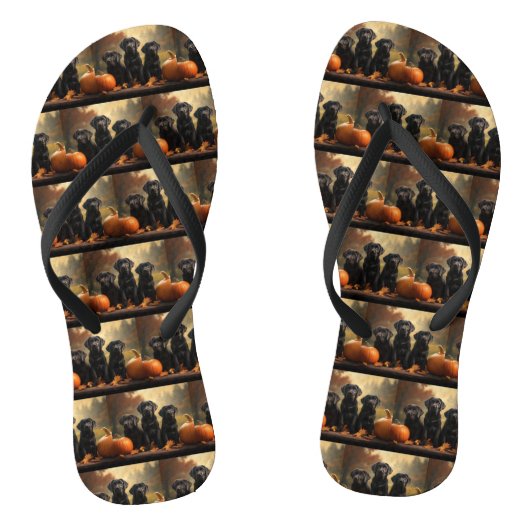 Labrador Puppy Herfst Delight Pompoen Teenslippers (Voetbed)