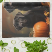 Labrador Puppy Herfst Delight Pompoen Theedoek (Gevouwen)