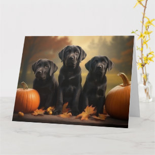 Labrador Puppy Herfst Plezier Pompoen  Kaart