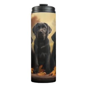 Labrador Puppy Herfst Plezier Pompoen Thermosbeker