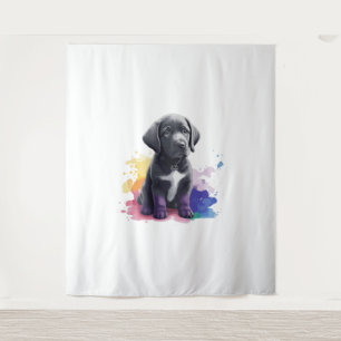 Labrador puppy in waterverven wandkleed