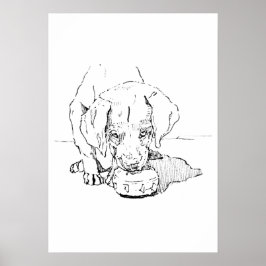 Labrador Puppy Kunst, Minimalistische Tekening Poster