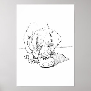 Labrador Puppy Kunst, Minimalistische Tekening Poster
