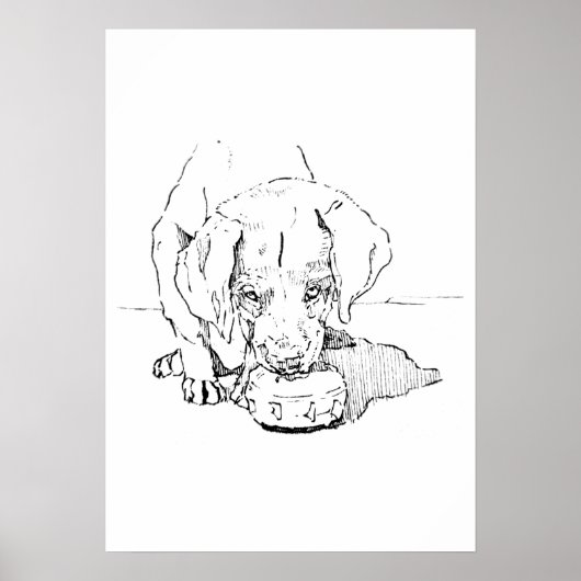 Labrador Puppy Kunst, Minimalistische Tekening Poster (Voorkant)