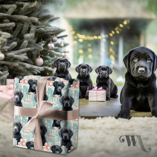 Labrador Puppy Modern Christmas SM Cadeaupapier