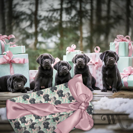 Labrador Puppy Moderne Munt Kerstmis SM Cadeaupapier