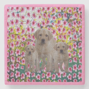 Labrador Puppy Oil Paint Stenen Onderzetter