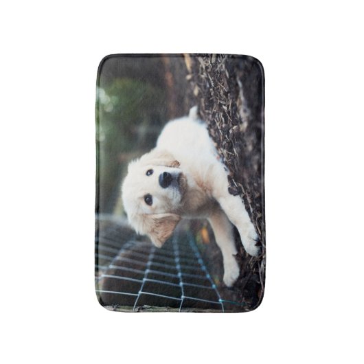 Labrador puppy play in de tuin badmat (Voorkant Verticaal)