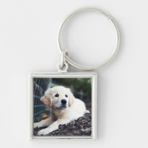 Labrador puppy play in de tuin sleutelhanger