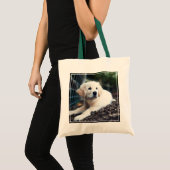 Labrador puppy play in de tuin tote bag (Voorkant (product))