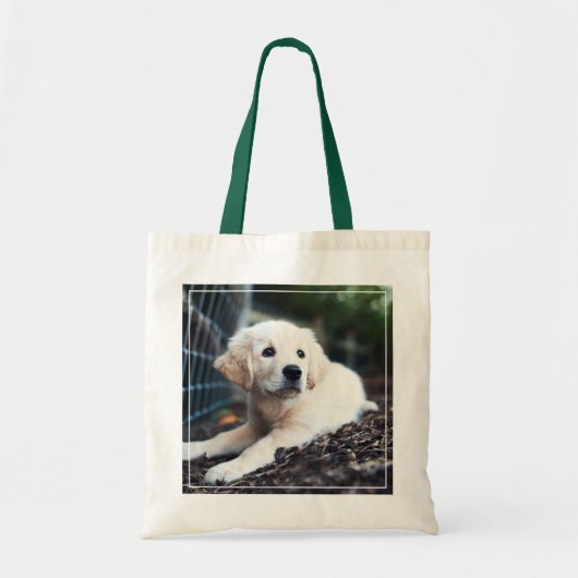 Labrador puppy play in de tuin tote bag (Voorkant)