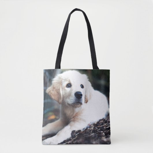 Labrador puppy play in de tuin tote bag (Voorkant)