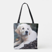 Labrador puppy play in de tuin tote bag (Achterkant)