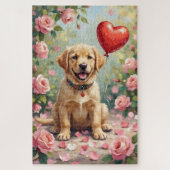Labrador Puppy Rose Petals Valentine's Day Legpuzzel (Verticaal)