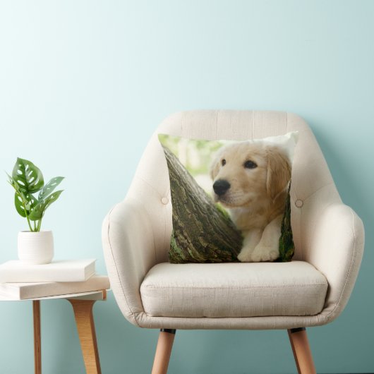 Labrador Puppy Sitting in een bosgebied Kussen (Stoel)