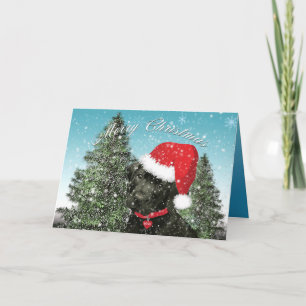 Labrador Puppy Vrolijke Kerstman Hoed Feestdagen Kaart
