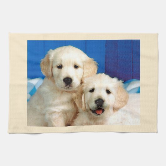 Labrador puppy's theedoek (Horizontaal)