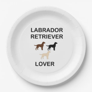 labrador recovery lover van alle kleuren silhouett papieren bordje