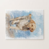 Labrador recovery op het strand legpuzzel (Horizontaal)