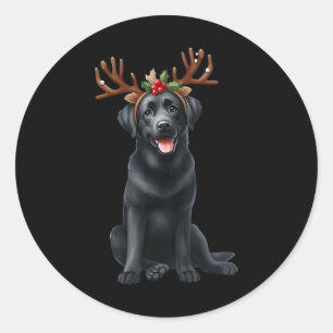 Labrador ReindeSanta Hat Xmas licht Kerstmis Ronde Sticker