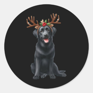Labrador ReindeSanta Hat Xmas licht Kerstmis Ronde Sticker