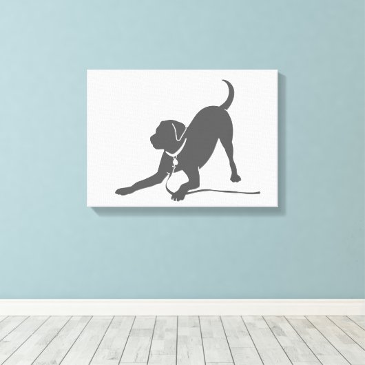 labrador rekalimetsilhouet canvas afdruk (Insitu (Houten vloer))