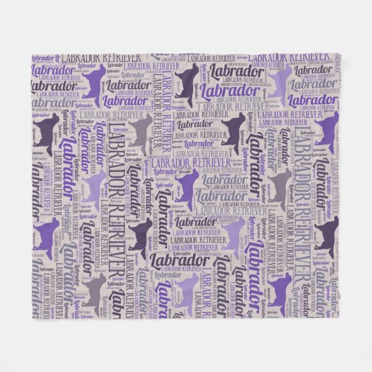 labrador rekijver silhouet en woordkunstpatroon fleece deken (Voorkant (Horizontaal))