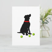 labrador rekwalvishond met geel lab tennisbal bedankkaart (Staand voorkant)