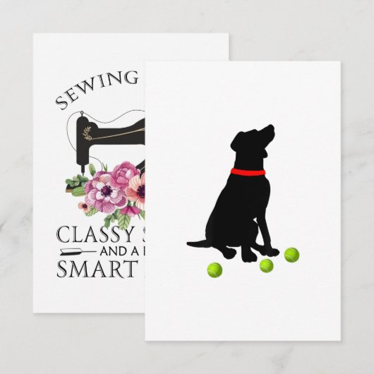 labrador rekwalvishond met geel lab tennisbal RSVP kaartje (Voorkant / Achterkant)