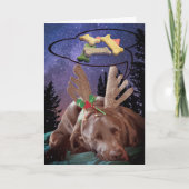 Labrador Retreiver in Antlers Dreams Dog Treatment Feestdagen Kaart (Voorkant)