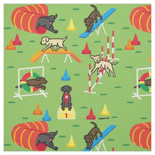 Labrador Retriever Agility Cartoon Stof (Swatch)