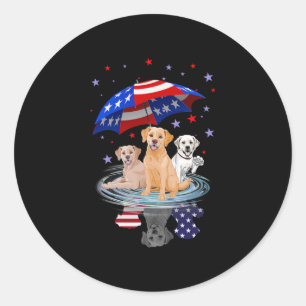 Labrador Retriever American Flag Shadow Ronde Sticker
