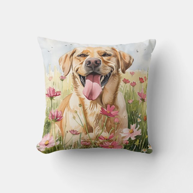 Labrador Retriever Aquarel Worpkussen Kussen (Voorkant)