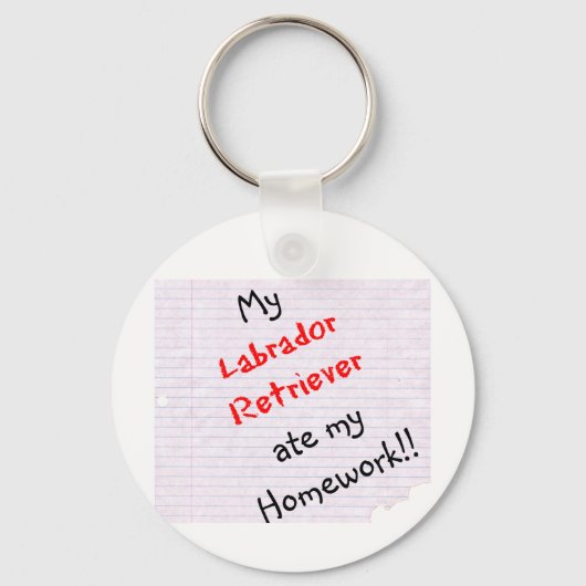 Labrador Retriever at mijn huiswerk Sleutelhanger (Voorkant)