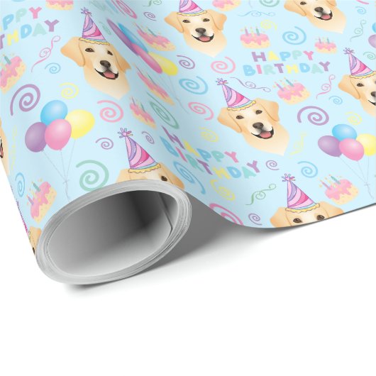 Labrador Retriever Birthday Gift Wrapping Paper Cadeaupapier (Rol Hoek)