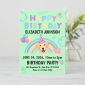 Labrador Retriever Birthday Invitation Green Kaart (Staand voorkant)
