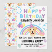 Labrador Retriever Birthday Invitation White Kaart (Voorkant / Achterkant)