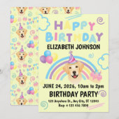 Labrador Retriever Birthday Invitation Yellow Kaart (Voorkant / Achterkant)