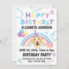 Labrador Retriever Birthday Party Invitation White Kaart