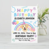 Labrador Retriever Birthday Party Invitation White Kaart (Staand voorkant)