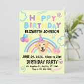 Labrador Retriever Birthday Party Invitation Yello Kaart (Staand voorkant)