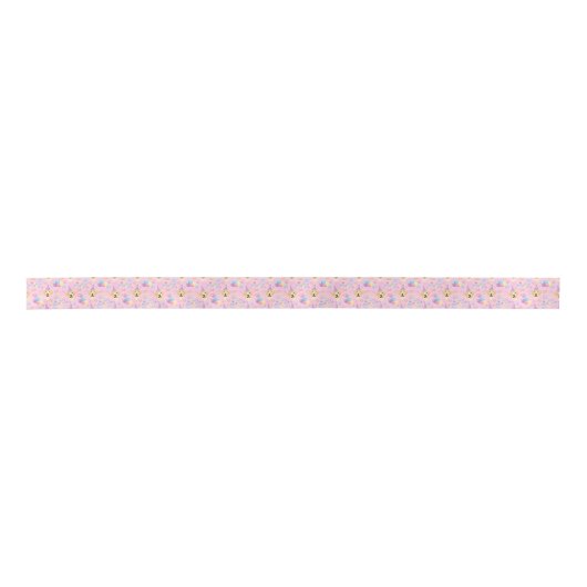 Labrador Retriever Birthday Satin Ribbon in Pink Satijnen Lint (Voorkant)