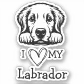 Labrador Retriever Black and White Heart Theme Sticker (Voorkant)