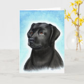 Labrador Retriever Black Blank Greeting Card Kaart (Gele Bloem)